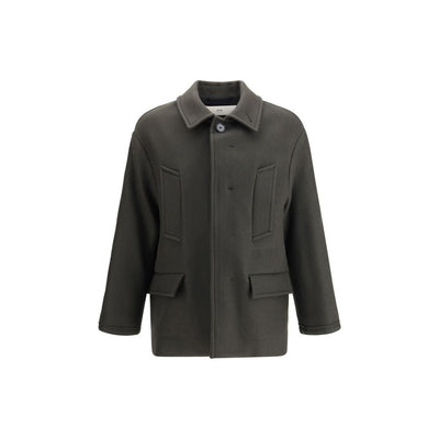 Ami Paris Grauer Fleece-Wollmantel