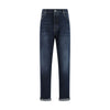 Brunello Cucinelli Blue Cotton Straight-Leg Jeans