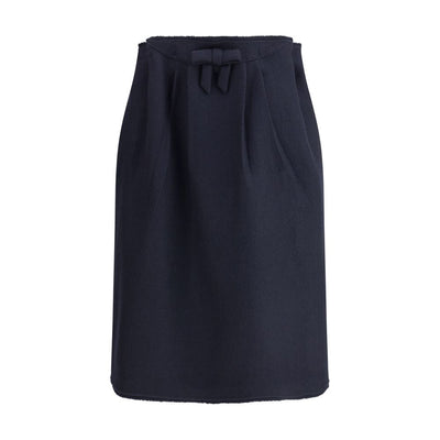 Prada Blue Fleece Wool Midi Skirt