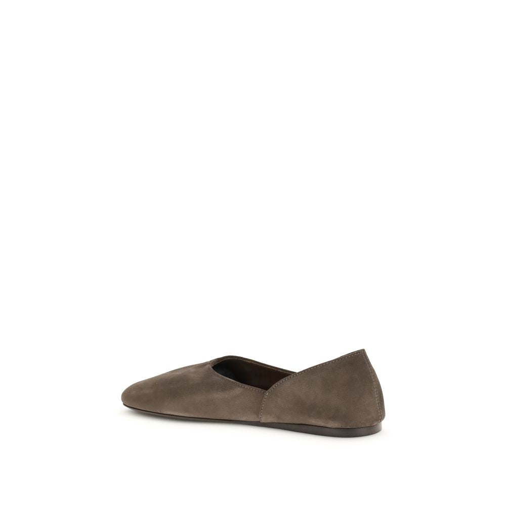 Khaite Brown Calf Leather Bos Taurus Ballet Flats