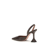 Amina Muaddi Brown Calf Leather Bos Taurus High Heel Pumps