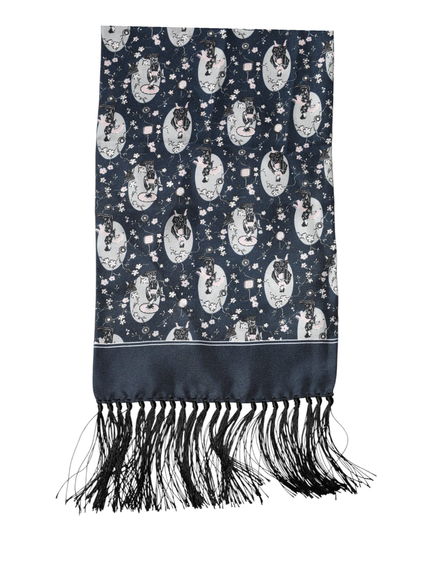 Dolce & Gabbana Navy Blue Silk Neck Wrap Shawl Men Scarf
