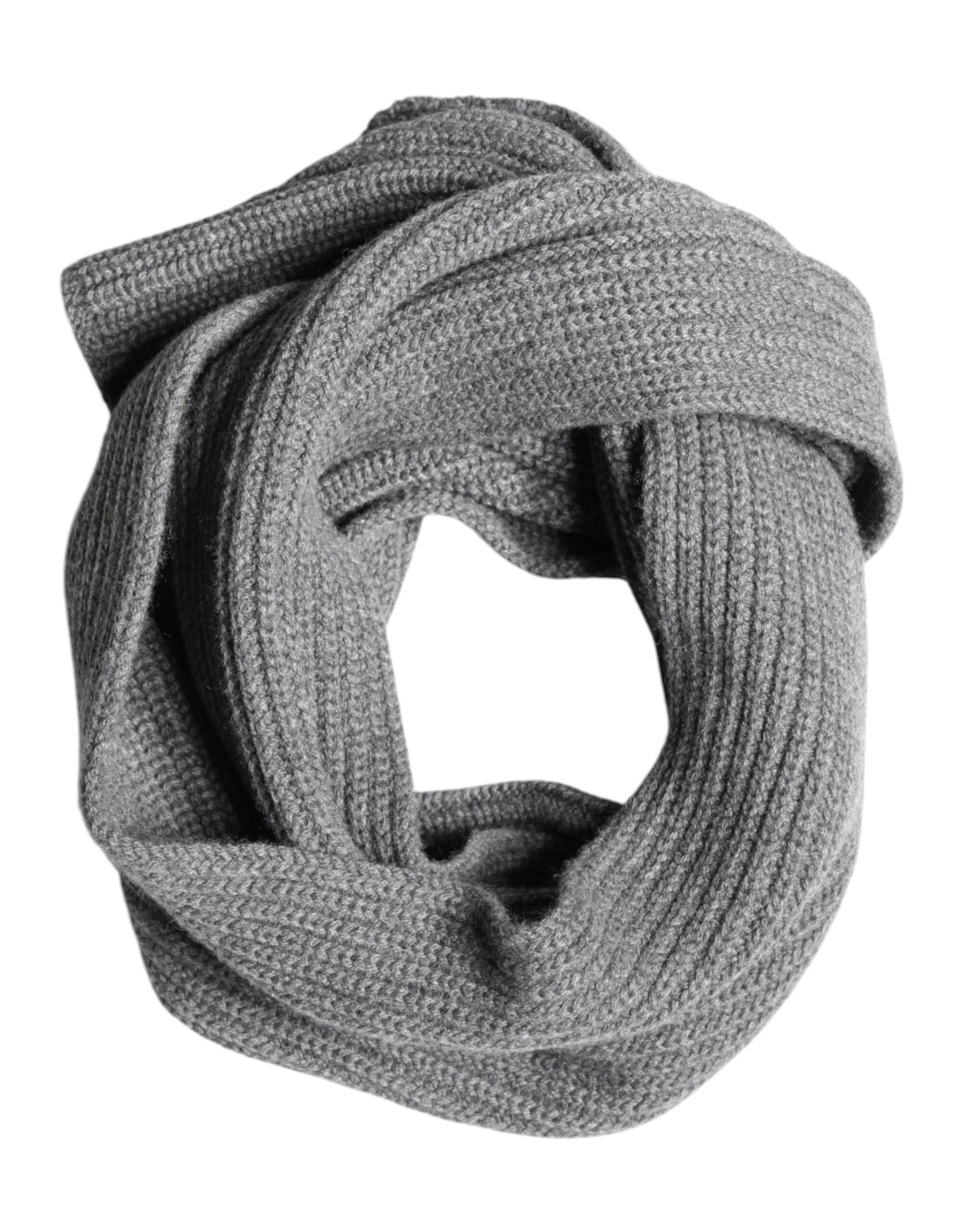 Dolce & Gabbana Gray Cashmere Knit Neck Wrap Shawl Scarf