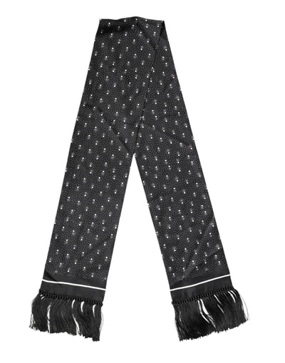 Dolce & Gabbana Black Silk Dotted Men Neck Wrap Shawl Scarf