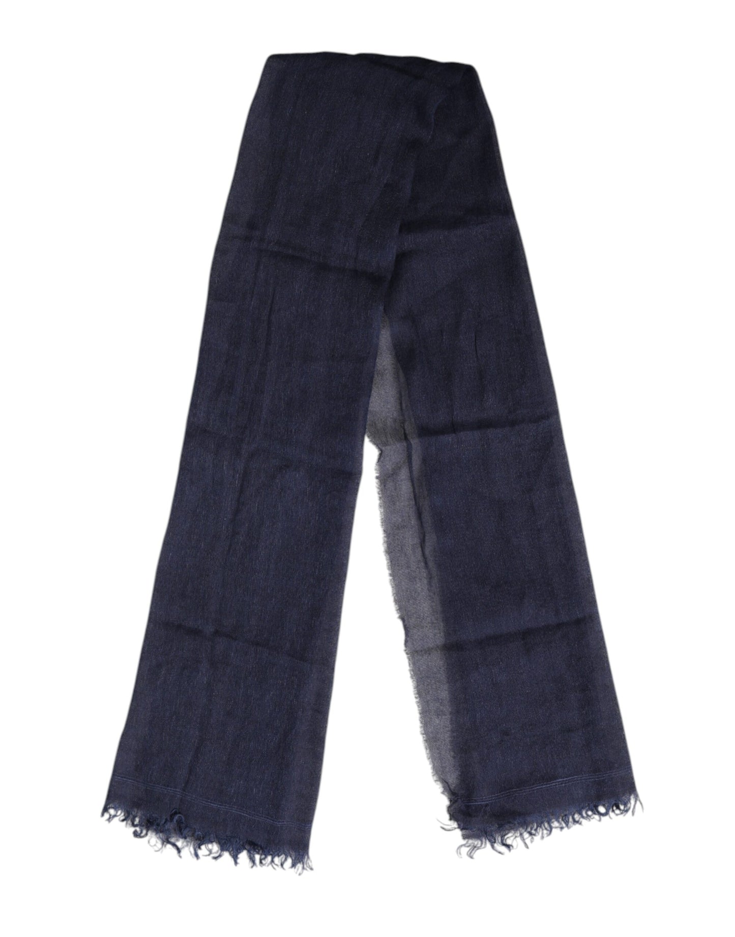 Dolce & Gabbana Blue Linen Neck Wrap Men Shawl Fringe Scarf