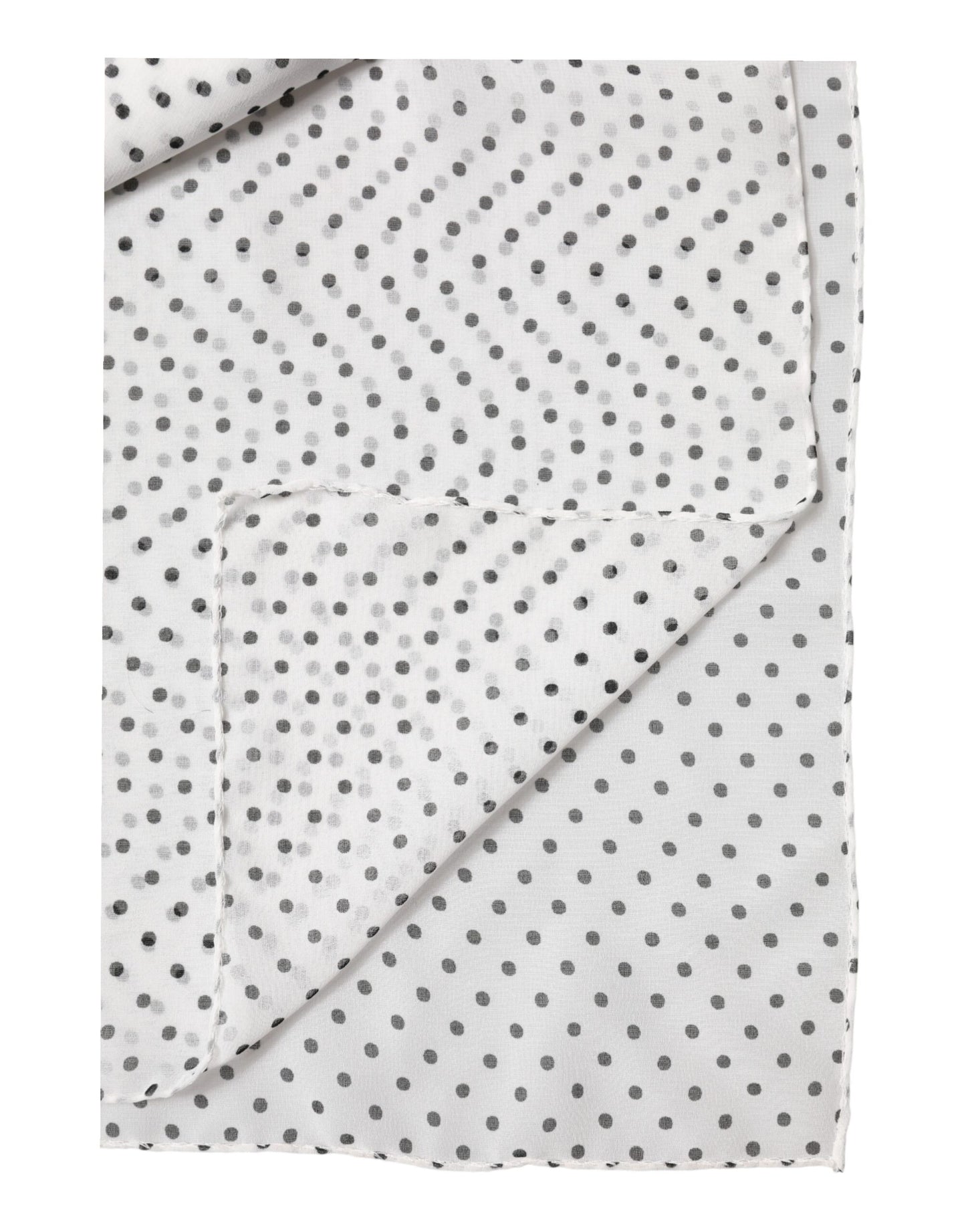 Dolce & Gabbana White Polka Dot Polyester Shawl Scarf