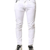 Dolce & Gabbana White Cotton Stretch Skinny Denim Men Jeans