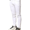 Dolce & Gabbana White Cotton Stretch Skinny Denim Men Jeans