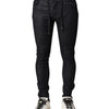 Dolce & Gabbana Black Cotton Stretch Skinny Denim Men Jeans