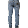 Dolce & Gabbana Blue Embellished Cotton Skinny Denim Jeans