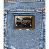 Dolce & Gabbana Blue Embellished Cotton Skinny Denim Jeans