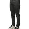 Dondup Dark Gray Cotton Mid Waist Skinny Men Chino Trouser Pants