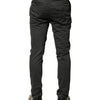 Dondup Dark Gray Cotton Mid Waist Skinny Men Chino Trouser Pants