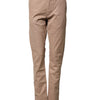 Sun68 Beige Cotton Mid Waist Straight Men Chino Trouser Pants