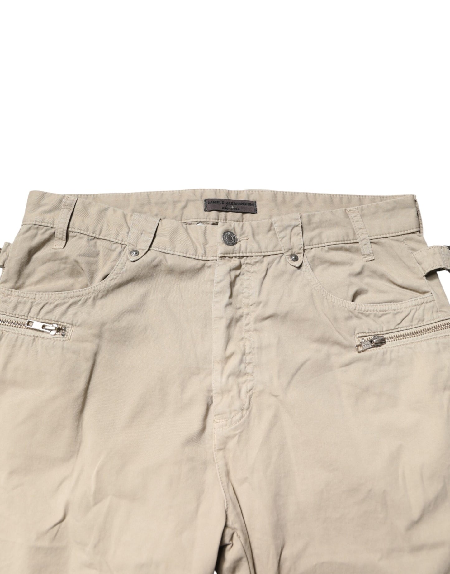 Daniele Alessandrini Beige Cotton Mid Waist Straight Men Denim Jeans