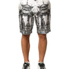 Dolce & Gabbana White Japanese Asian Print Silk Bermuda Shorts