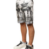 Dolce & Gabbana White Japanese Asian Print Silk Bermuda Shorts