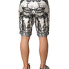 Dolce & Gabbana White Japanese Asian Print Silk Bermuda Shorts