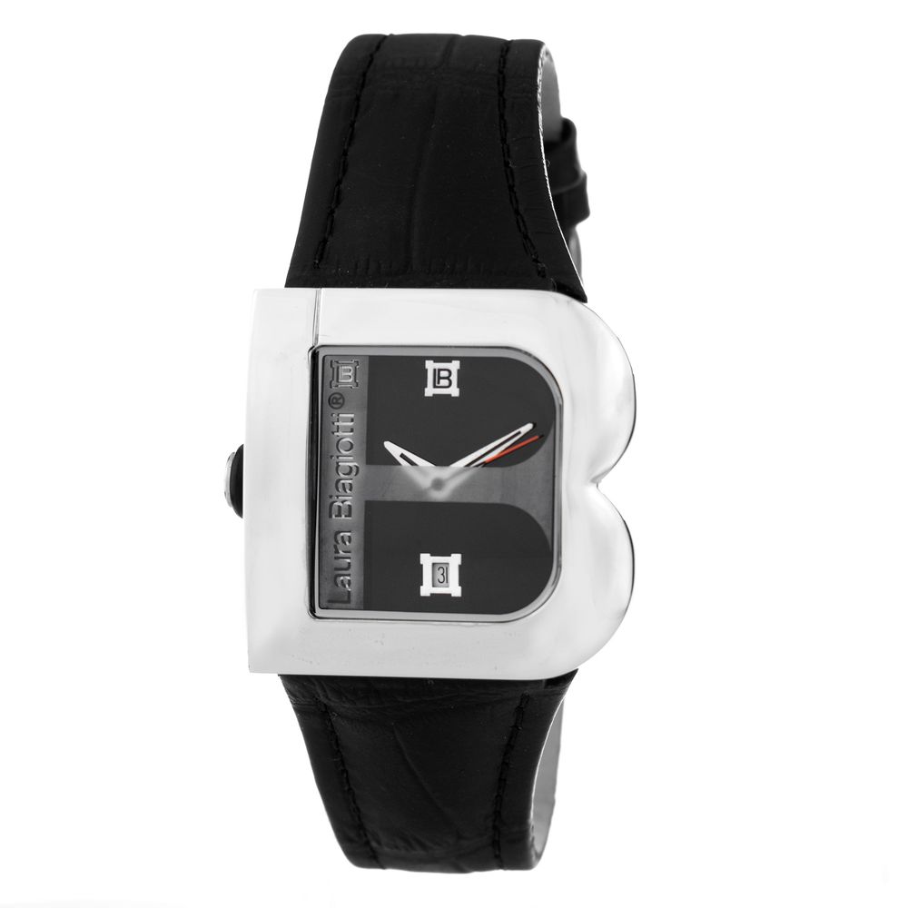 Laura Biagiotti Black Leather Dress Watch