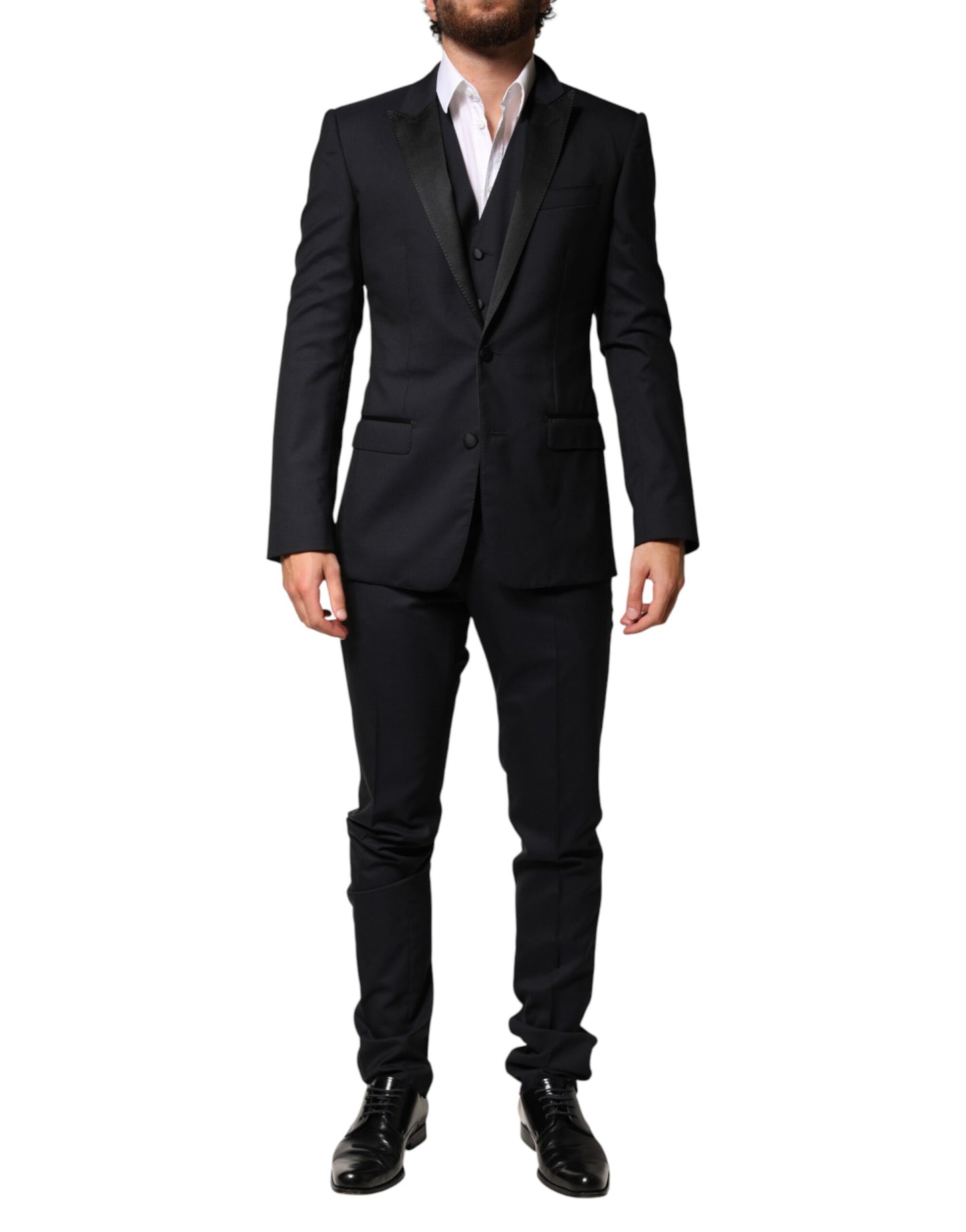 Dolce & Gabbana Black Wool Single Breasted 3 Piece Men Suit