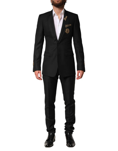 Dolce & Gabbana Black Embellished Single Breasted 2 Pc Suit