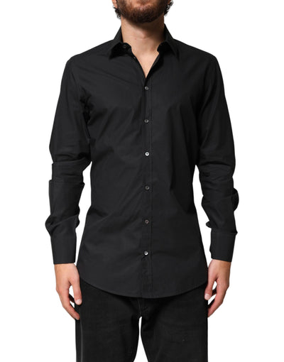 Dolce & Gabbana Black GOLD Cotton Men Dress Formal Shirt