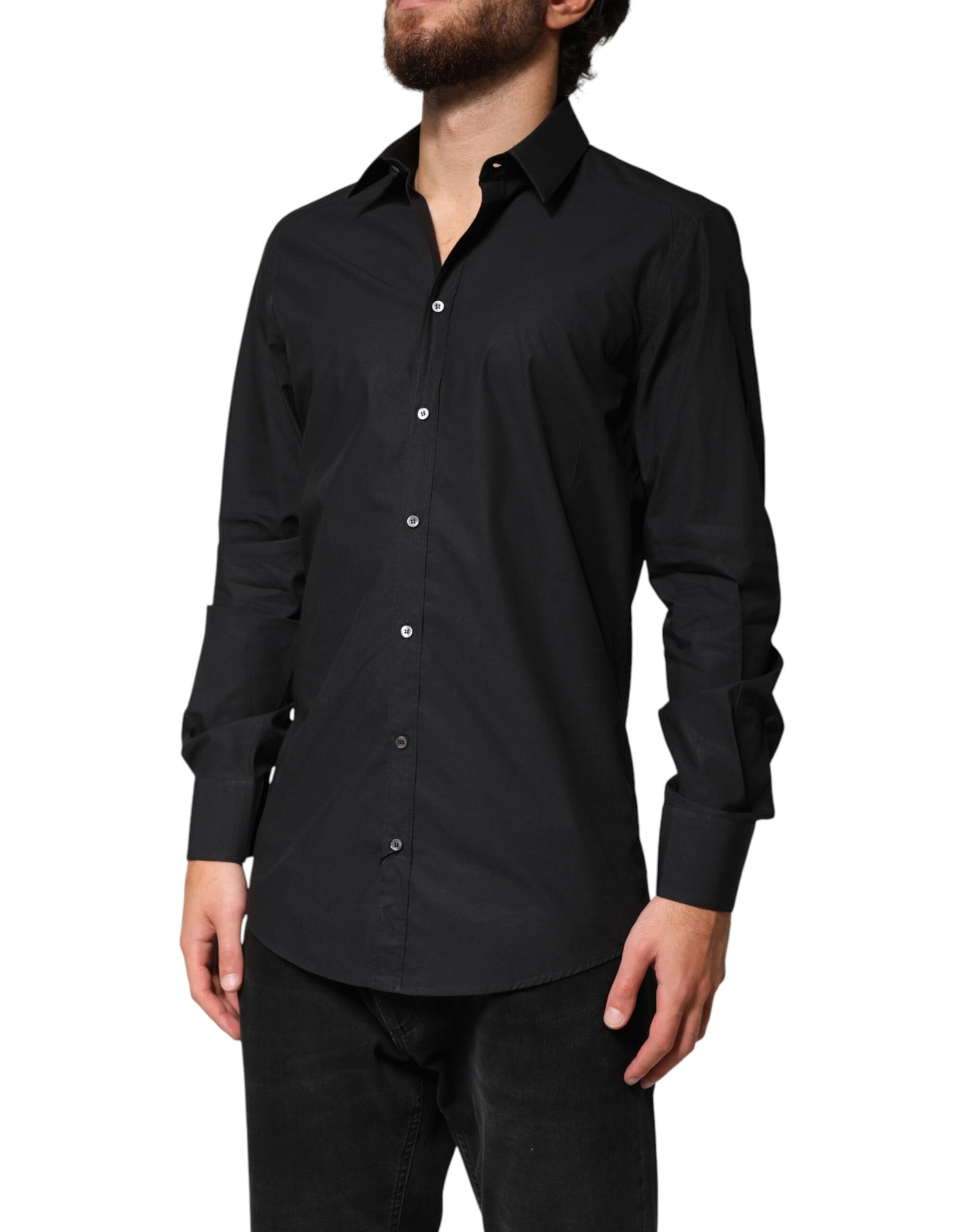 Dolce & Gabbana Black GOLD Cotton Men Dress Formal Shirt