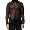 Dolce & Gabbana Black Sheer Long Sleeves Turtleneck Top