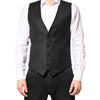 Dolce & Gabbana Black Stripes Wool Dress Men Waistcoat Vest