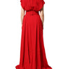 Dolce & Gabbana Red Viscose Plunging Neckline Long Maxi Dress