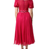 Dolce & Gabbana Pink Silk Embellished A-line Midi Dress