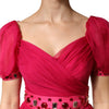 Dolce & Gabbana Pink Silk Embellished A-line Midi Dress