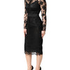 Dolce & Gabbana Black Lace Trim Cotton Sheath Midi Dress
