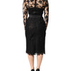 Dolce & Gabbana Black Lace Trim Cotton Sheath Midi Dress