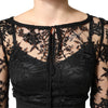 Dolce & Gabbana Black Lace Trim Cotton Sheath Midi Dress