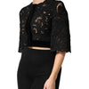 Dolce & Gabbana Black Floral Lace Cropped Coat  Jacket