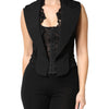 Dolce & Gabbana Black Lace V-neck Slit Hem Gathered Waist Vest Jacket