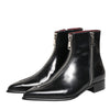 Dolce & Gabbana Black Leather Chelsea Short Ankle Boots Shoes