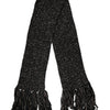 Dolce & Gabbana Black Wool Fringes Neck Wrap Foulard Scarf