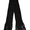 Dolce & Gabbana Black Wool Fringes Neck Wrap Foulard Scarf