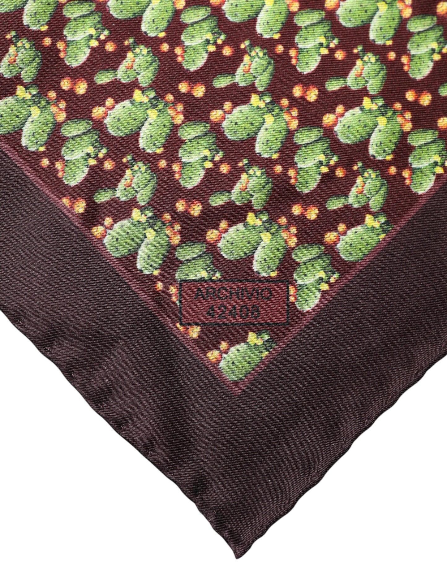 Dolce & Gabbana Brown Cactus Print Square Handkerchief Scarf