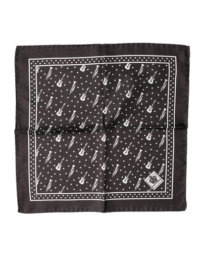 Dolce & Gabbana Black Guitar Trumpet Men Handkerchief Scarf