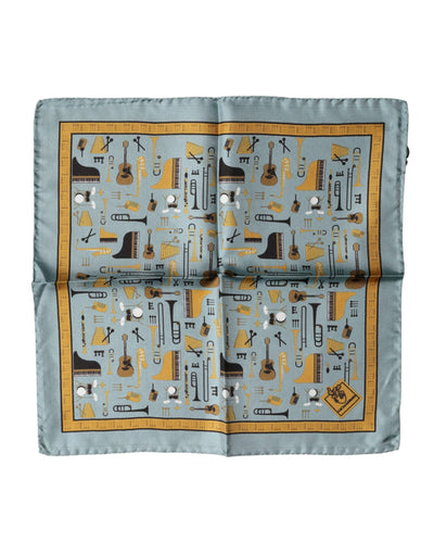 Dolce & Gabbana Blue Jazz Club Square Handkerchief Scarf
