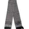 Dolce & Gabbana Gray Patterned Fringes Neck Foulard Scarf