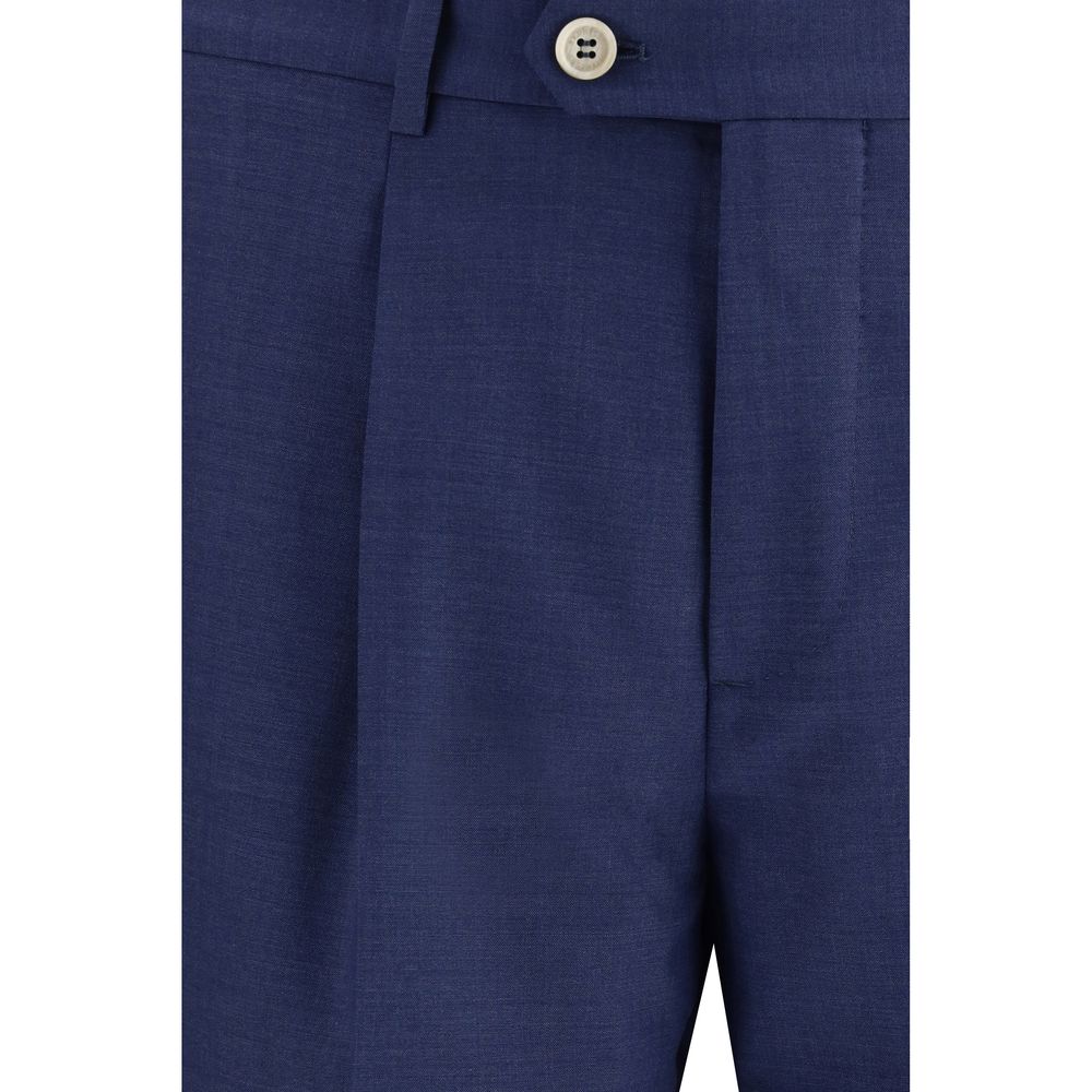 Brunello Cucinelli Blue Fleece Wool Two-Piece Suit