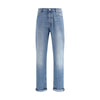 Brunello Cucinelli Light Blue Cotton Straight-Leg Jeans