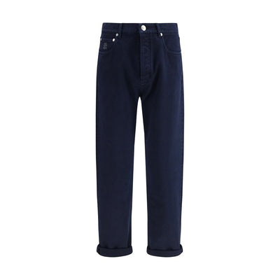 Brunello Cucinelli Blue Cotton Straight-Leg Jeans