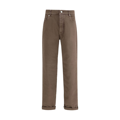 Brunello Cucinelli Brown Cotton Relaxed Fit Jeans