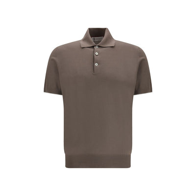 Brunello Cucinelli Brown Cotton Polo Shirt