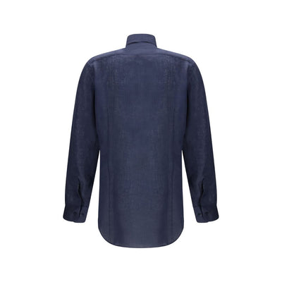 Etro Blue Linen Dress Shirt